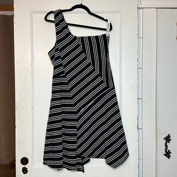 Mauve by Anthropologie one shoulder square neck dress with stripes - Picture 1 of 8